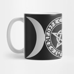 Triple Moon Pentagram Runes | Triple Moon Pentacle Futhark Runes Mug